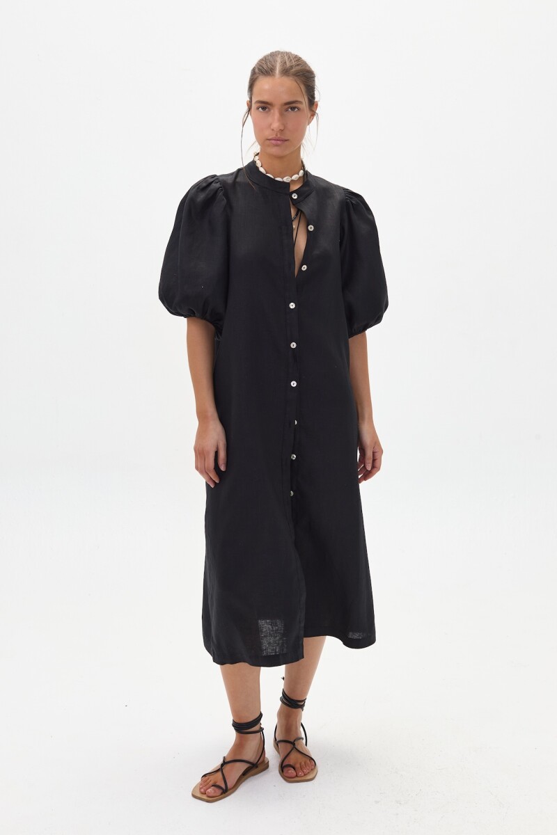 Vestido Bubble en Lino Negro