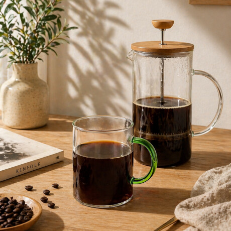 Taza de vidrio con asa de color - 300ml Verde