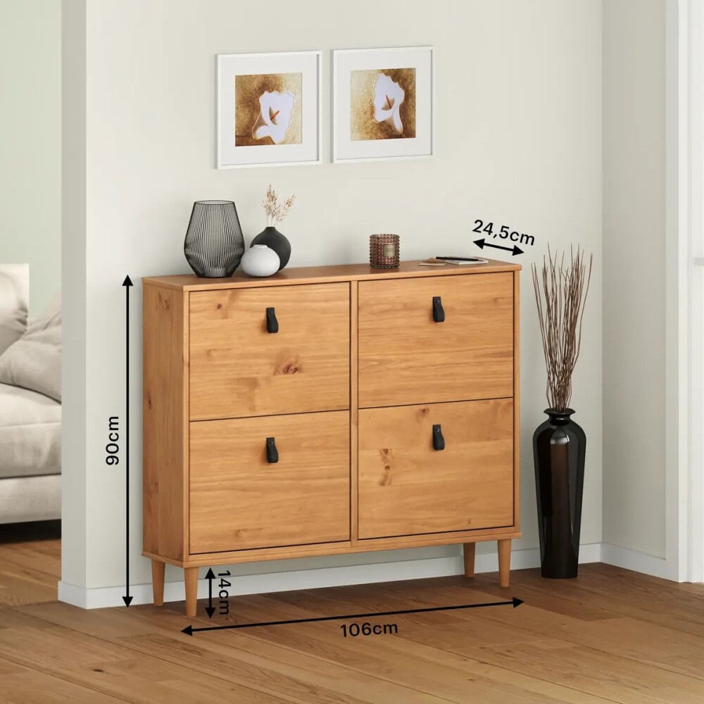 ZAPATERA 4 PUERTAS MADERA MACIZA DORMITORIO Color madera