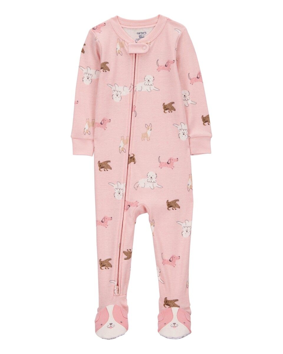 Pijama una pieza de algodón, con pie, diseño perros 
