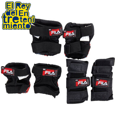 Set Protección Fila Rodilleras + Coderas P/Patín Negro/Rojo