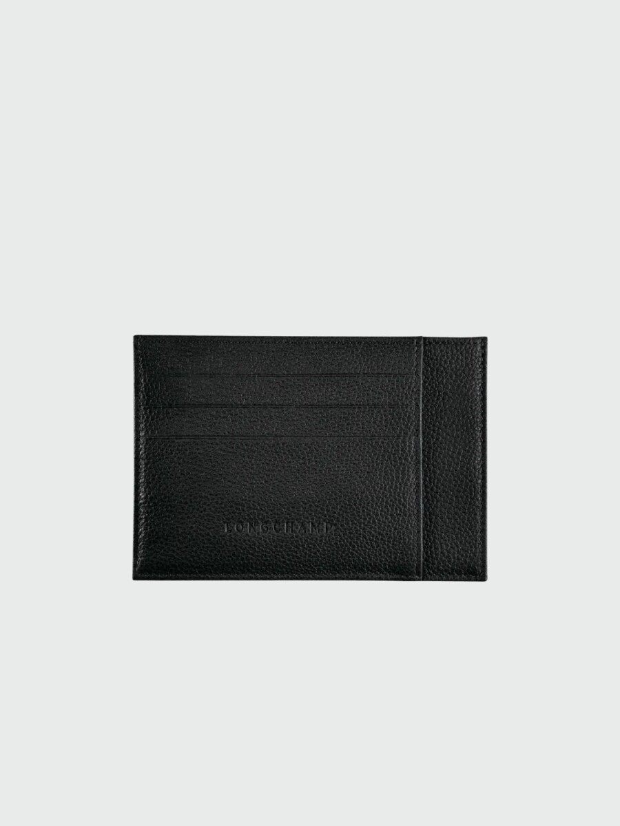 Longchamp -Tarjetero de cuero, Le Foulonné - Negro 