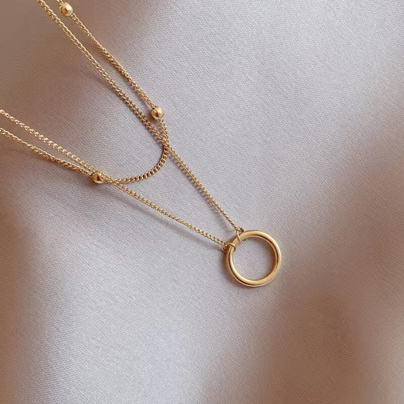 Collar de Colgante con Aro de Acero Inoxidable con Cadena Chapada en Oro Collar de Colgante con Aro de Acero Inoxidable con Cadena Chapada en Oro