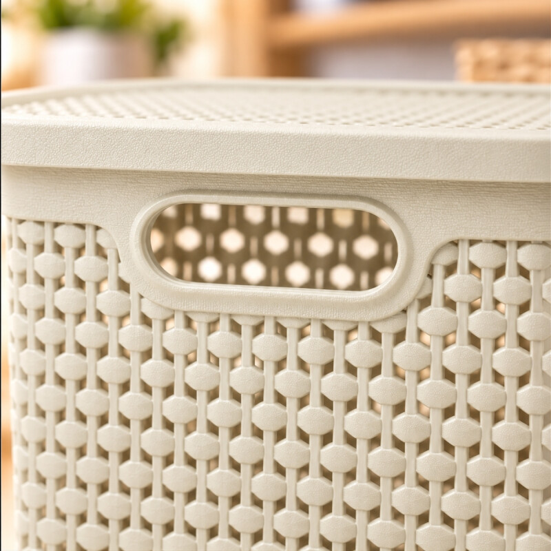 Set x3 Caja simil ratán 4 lts BEIGE