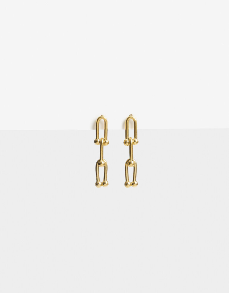 Aros Colgantes Cortos Metal Aros De Cadena De Acero - Dorado