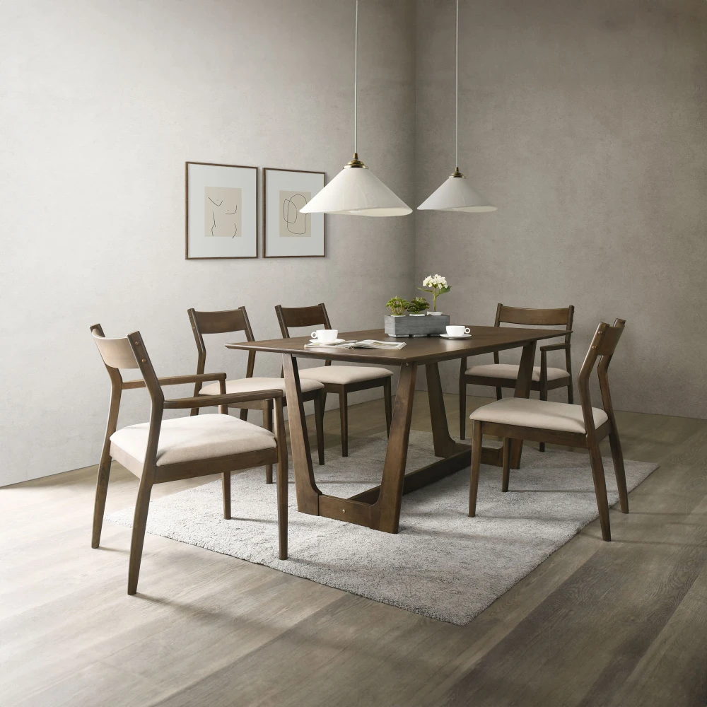 JUEGO DE COMEDOR 1+6 MADERA OSLO