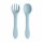 Set Infantil de Cubiertos con Cuchara y Tenedor en Silicona Celeste