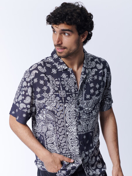 Camisa viscosa estampa arabescos Arabesco Gris Oscuro