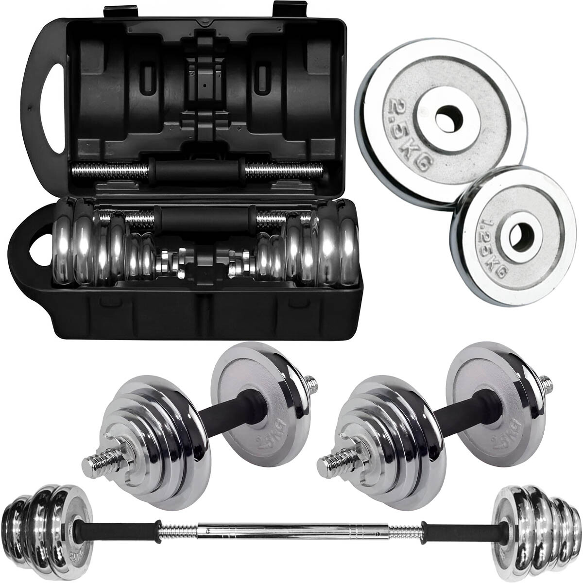 Set X2 Mancuerna Expert Disco Pesas 20K + Barra - El Rey - Fit013053 