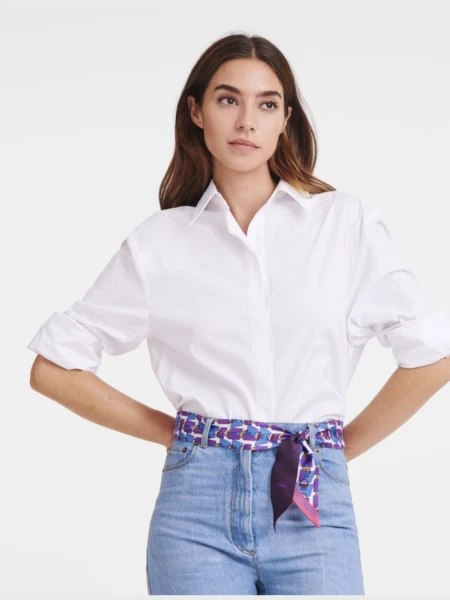 Longchamp -Cinta de seda reversible, Longchamp Violeta
