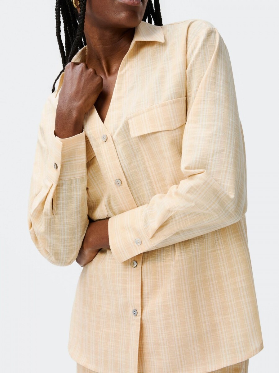 CAMISA MANGA LARGA CON ESTAMPADO - NARANJA 