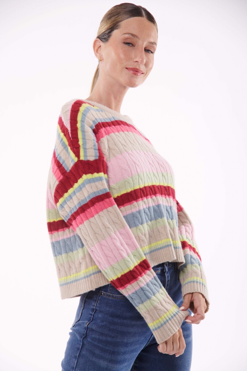 BUZO CHARO FRANJAS MULTI GRIS