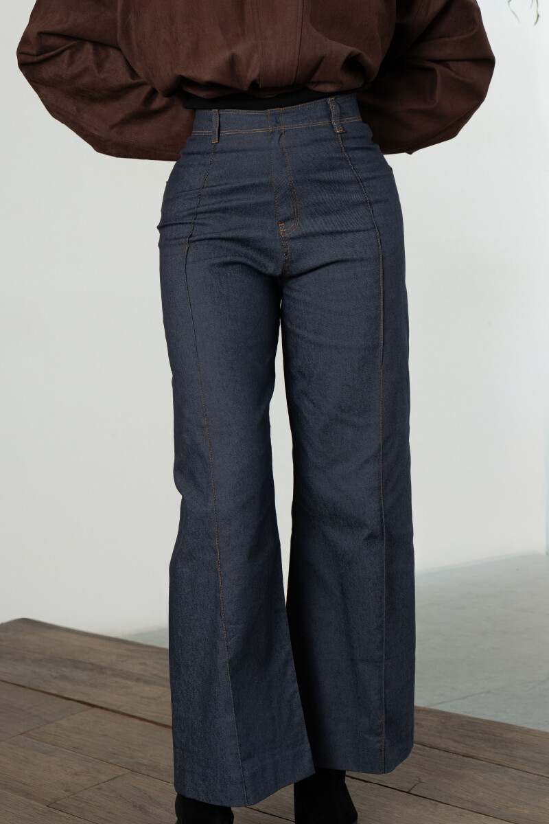 PANTALON P219/25 CON VISTA INTERNA EN CINTURA NERVADURA DELANTERA Y BOL PLAQUE TRASERO Azul