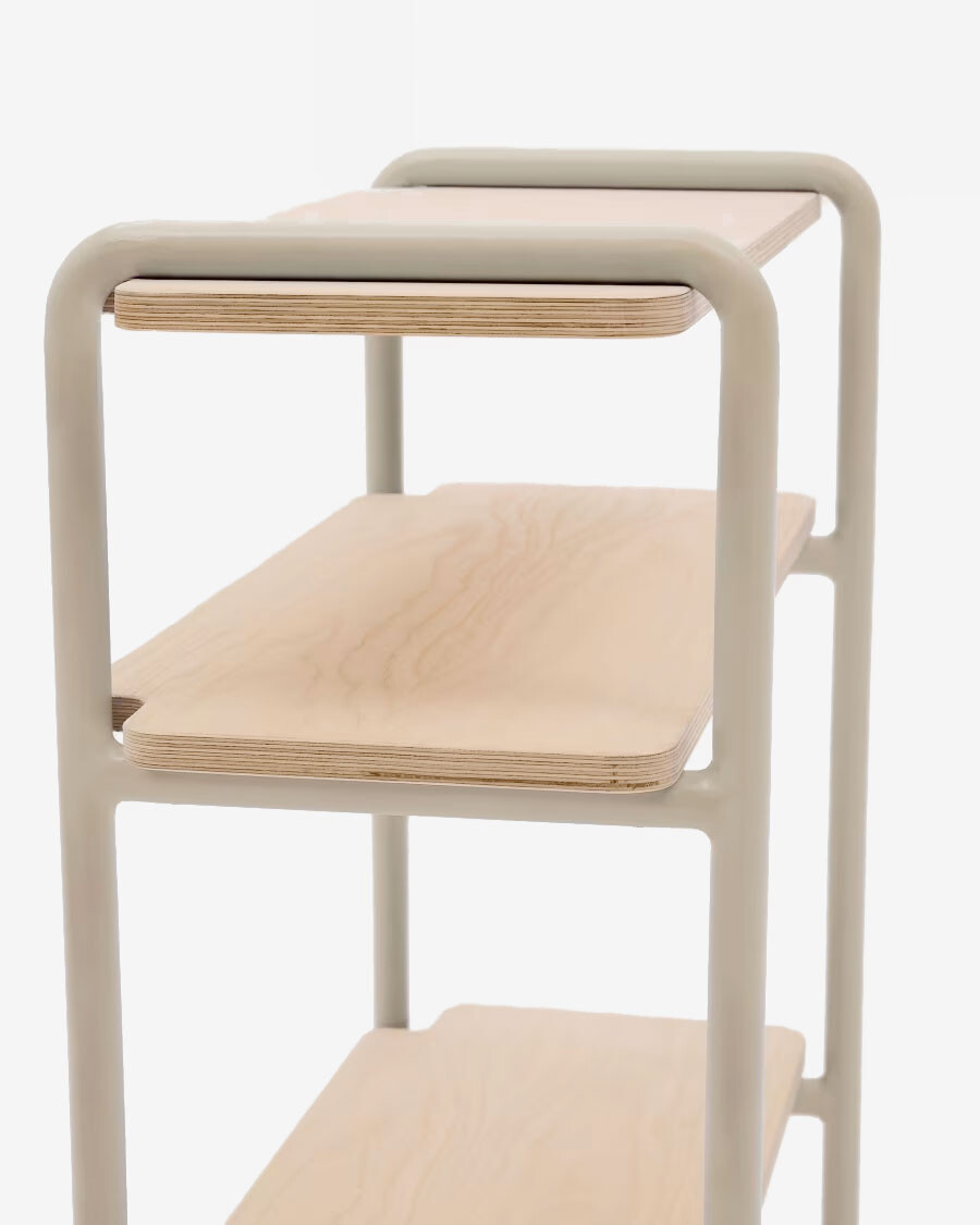 Estantería Tinn de chapa de fresno y estructura de metal beige 70 x 60 cm