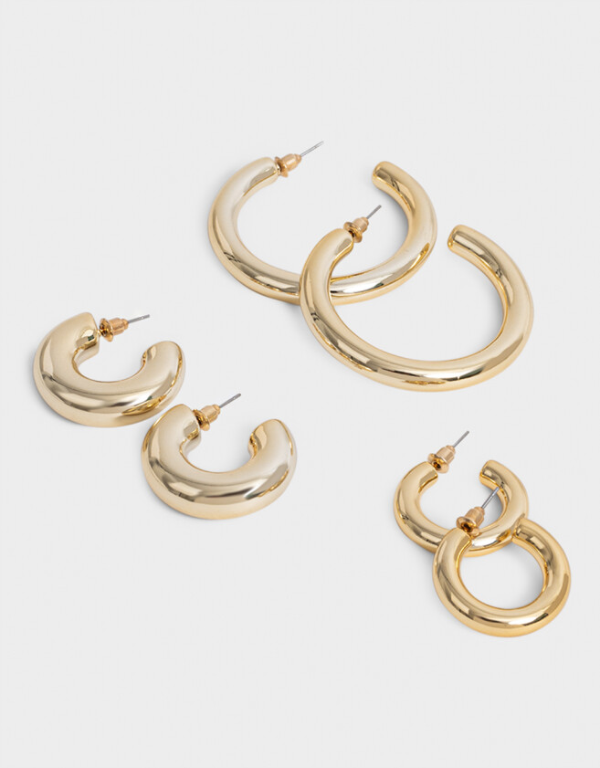 Aros Argollas Set Chunky Edition Set De Argollas Chunky Edition - Dorado