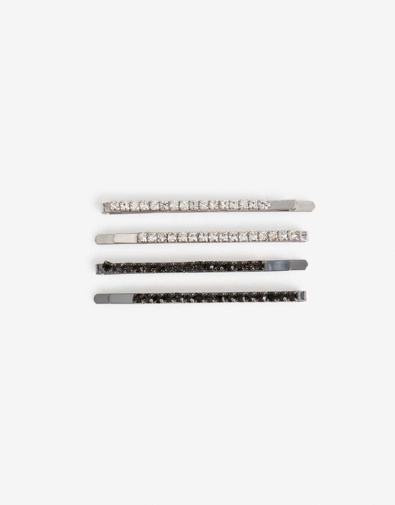 Horquillas con Accesorios Strass Set De 4 Bobby Pins De Strass. - Combinacion Bicolor
