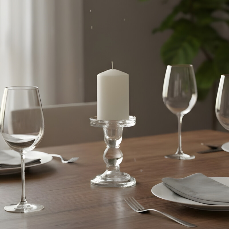 Candelabro vidrio D8.5/H8.6CM TRANSPARENTE