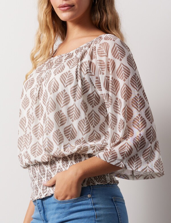 Blusa Frunce MULTI/BEIGE