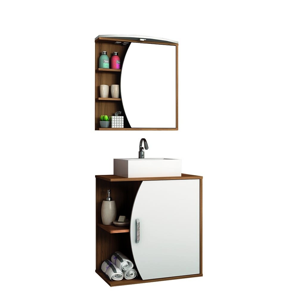 CONJUNTO MUEBLE DE BAÑO MODELO DUNA MUEBLE + ARMARIO CON ESPEJO + BACHA Conjunto Mueble De Baño Modelo Duna Mueble + Armario Con Espejo + Bacha
