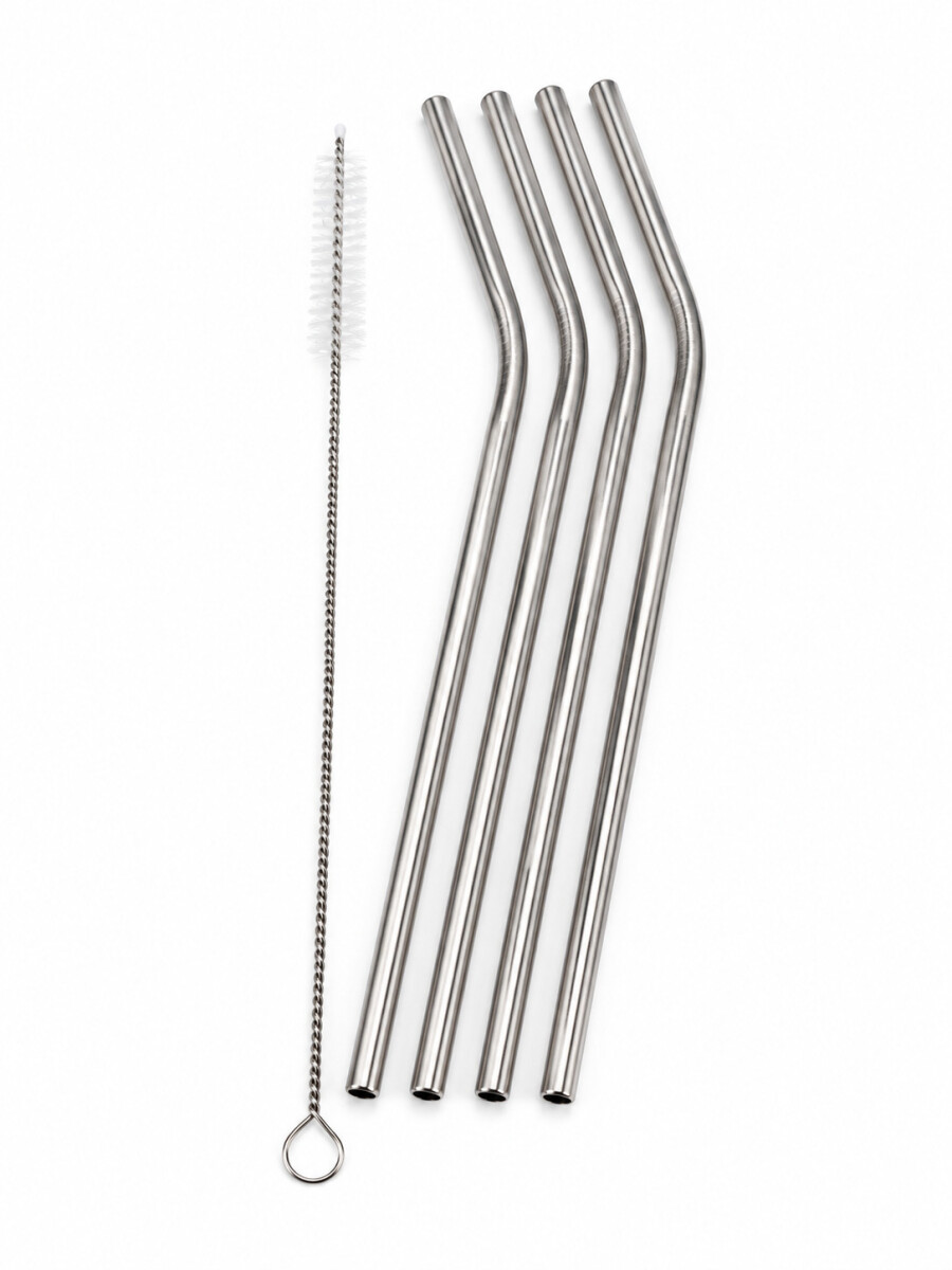 SORBITOS DE METAL CON CEPILLO 5 PCS - PLATEADO 
