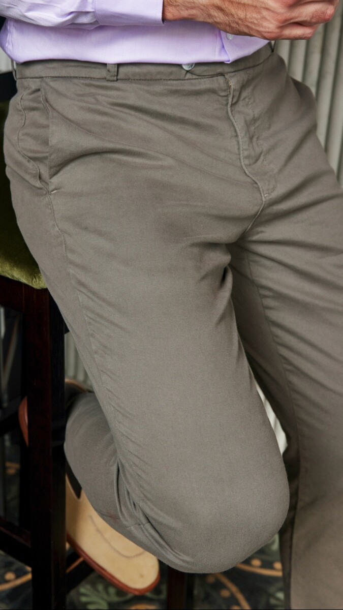 Pantalón de gabardina sport - Gris Medio 