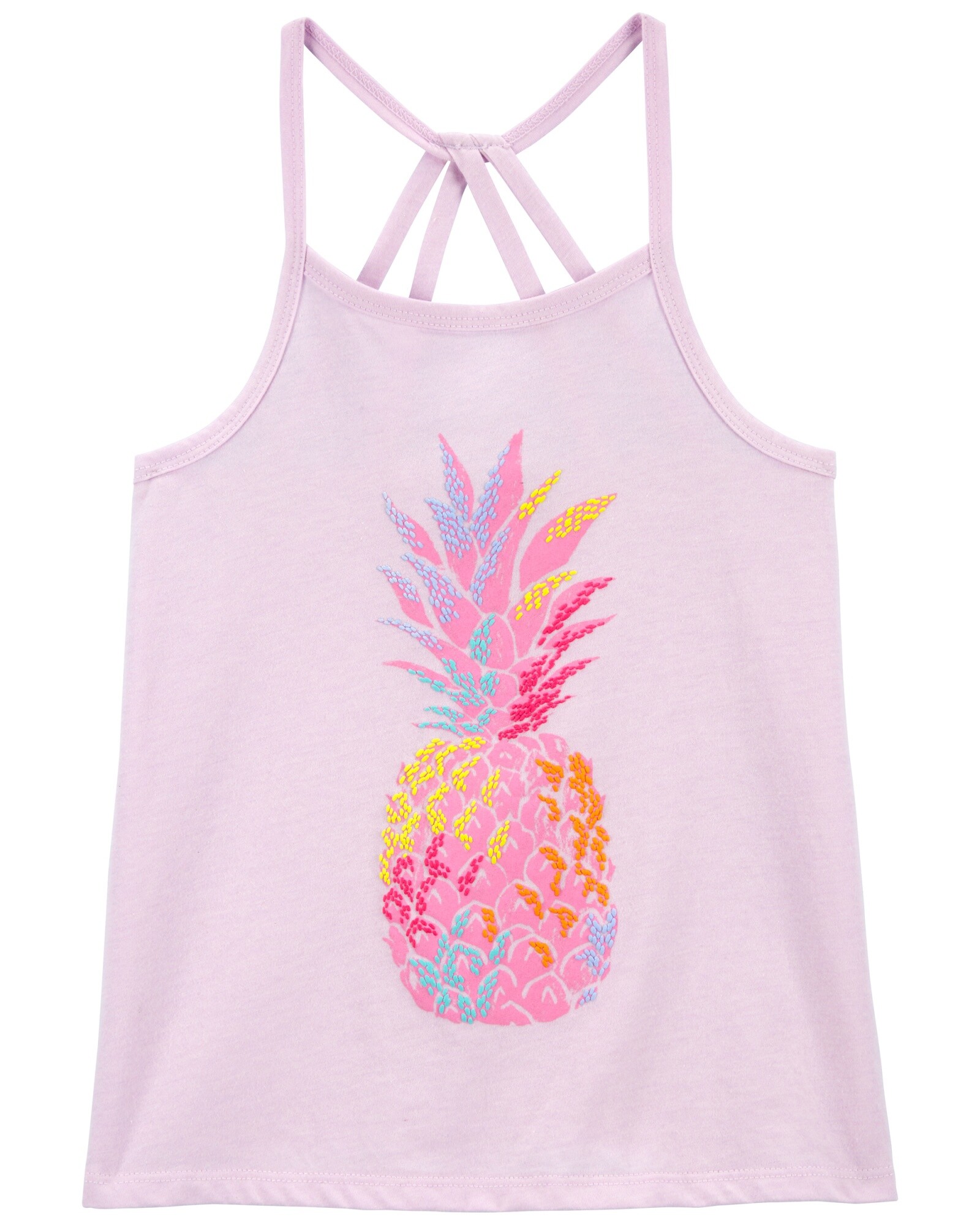 Musculosa de algodón, con tirantes cruzados, estampa piña Sin color