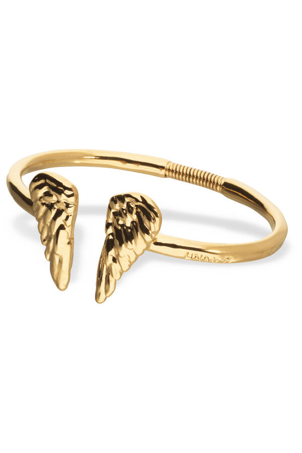 PULSERA RÍGIDA ALEACIÓN DE METALES BAÑADO EN ORO 18K CON DETALLE DE ALAS EN LOS EXTREMOS Pulsera