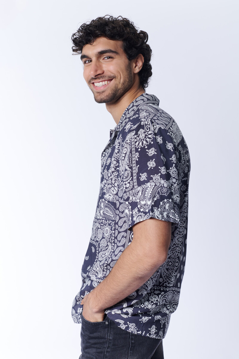 Camisa viscosa estampa arabescos Arabesco Gris Oscuro