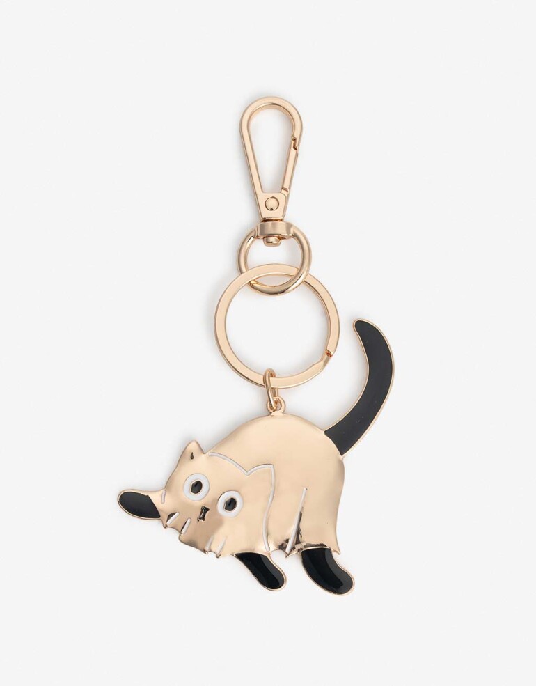 Llavero Metal Llavero Gato Fantasma De Metal Con Esmlate. - Dorado
