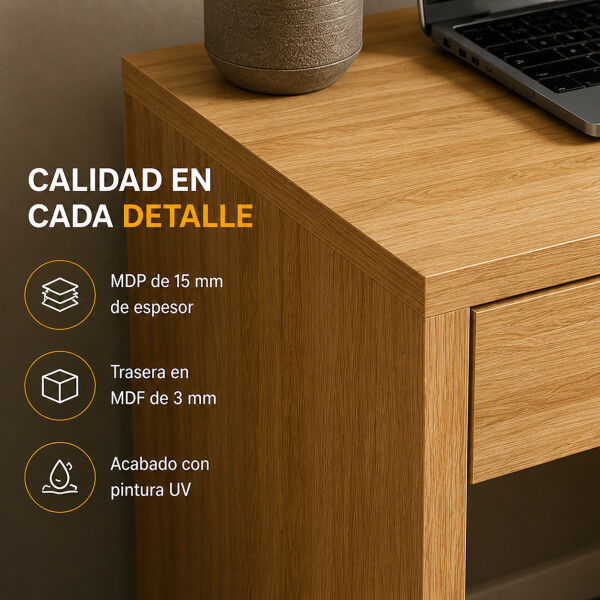 Escritorio ComboHome Diseño Premium 1 Cajón 90Cm Mdf Calidad Marrón 1