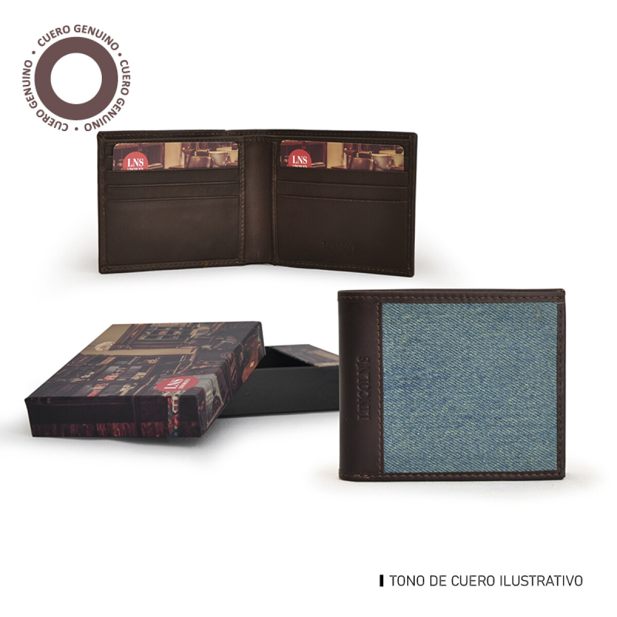 BILLETERA CANVAS CRONOS - TABACO Y JEAN 