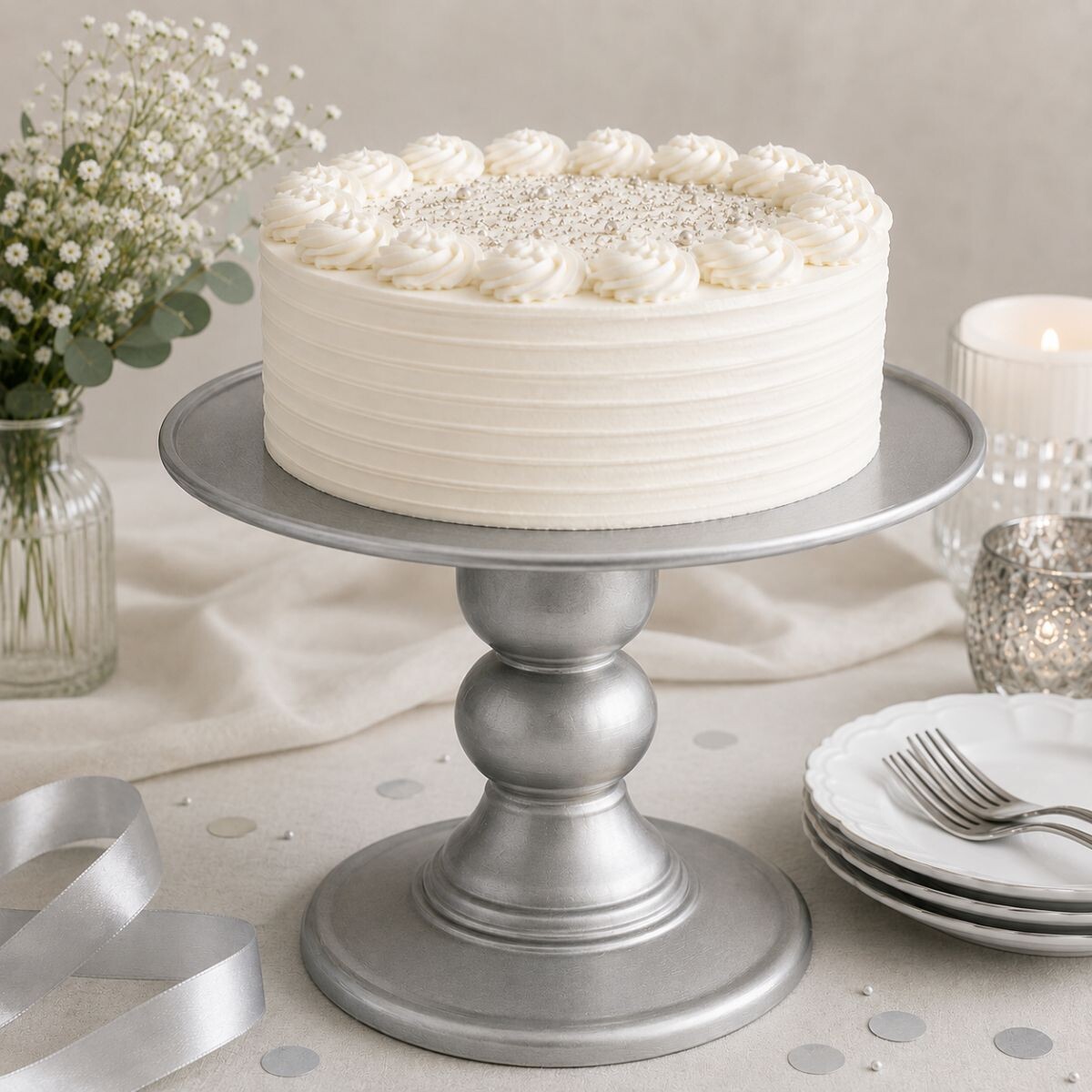 Soporte de Torta 27cm x18 cm - Plateado 