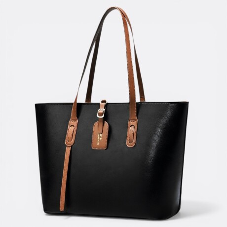 Bolso Soho Tote Simil Cuero Dama Negro
