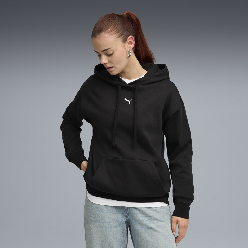 Hoodie PUMA ESS Center.Cat Logo Relax.FL Mujer 692917 01 Negro