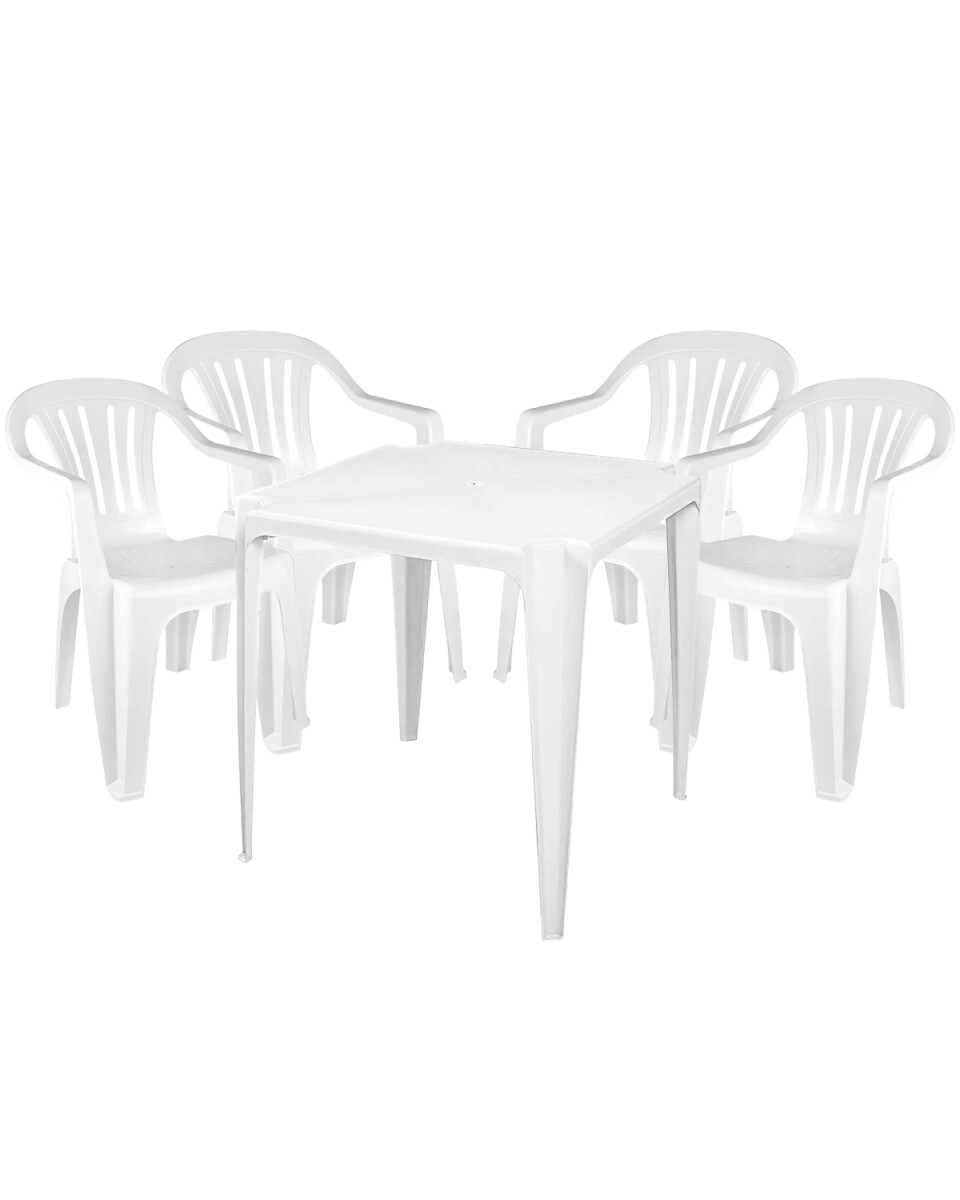 Juego de mesa de jardín MOR 70x70cm + 4 sillas con apoyabrazo 