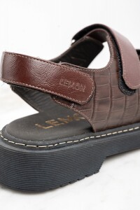 Sandalia Cuero Combinada Bordeaux