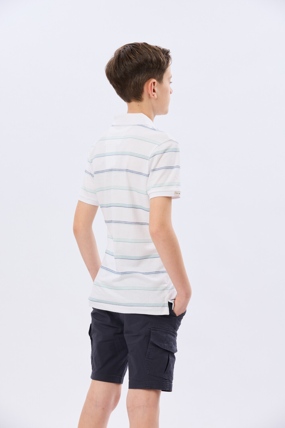 REMERA POLO RAYADA DE ALGODÓN Blanco