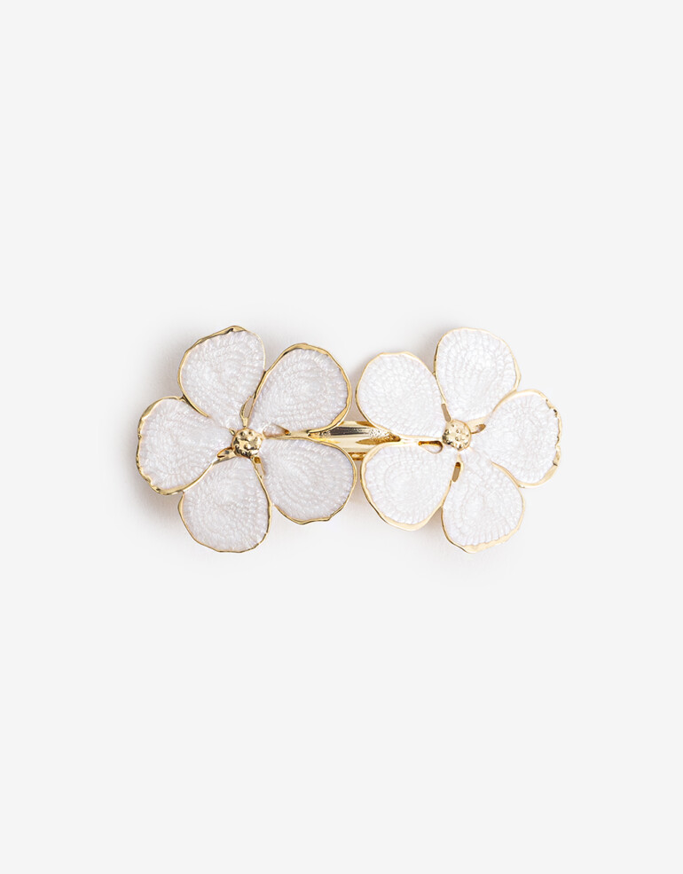 Hebillas Francesas Flores Set De 2 Hebillas Francesas Flores Metal Con Enamel - Combinacion Bicolor