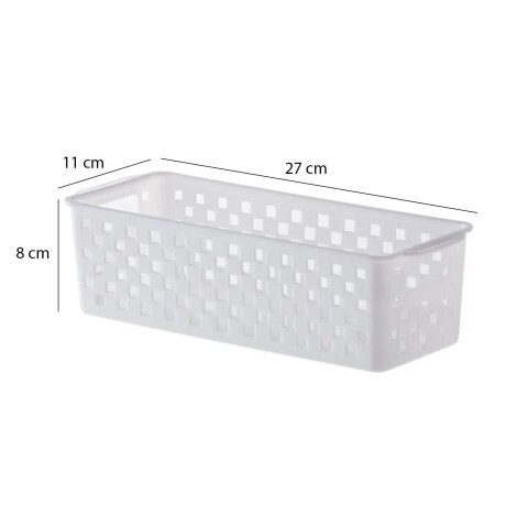Caja Cesto Organizador Plástico Calado Quadratta 27x11x8Cm Blanco
