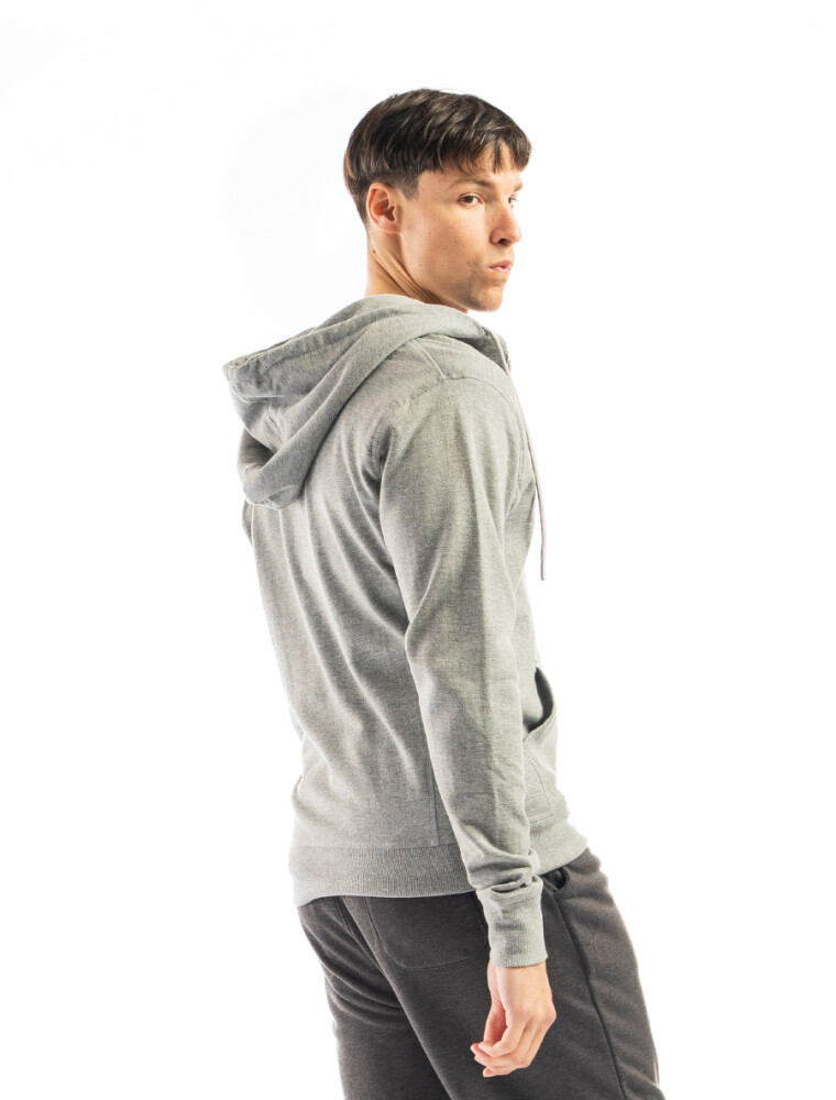 Canguro de Felpa Oversized con Cierre Gris Claro Melange