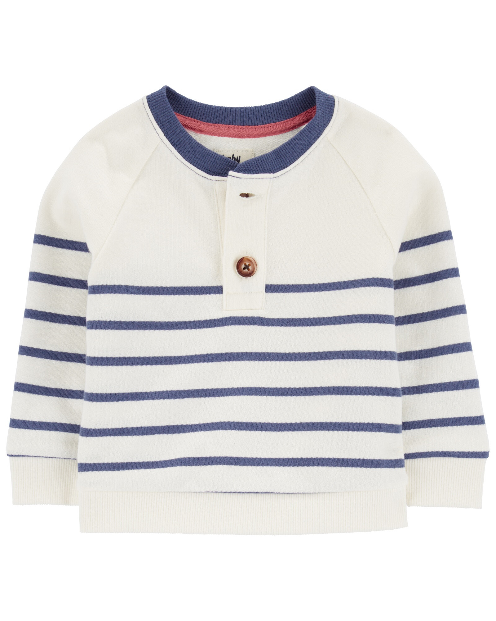 Buzo henley de algodón, diseño a rayas Buzo henley de algodón, diseño a rayas