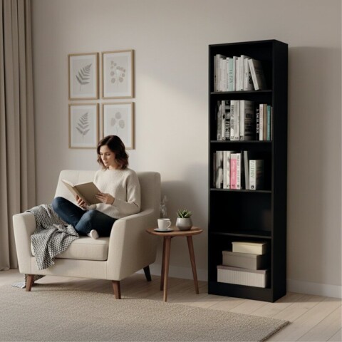 Estanteria ANITA biblioteca multiuso con 4 Estantes 47,9 x 170 x 27,5 cm - Negro Estanteria ANITA biblioteca multiuso con 4 Estantes 47,9 x 170 x 27,5 cm - Negro