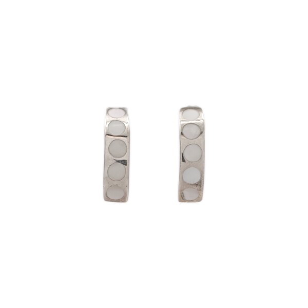 Caravana Medio Aro Nácar-Plata 925-Piedra Nácar-CA3098 conpiedra