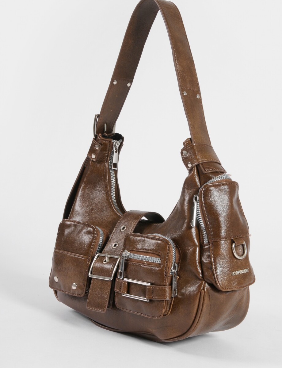 Cartera de hombro con bolsillos - marrón 