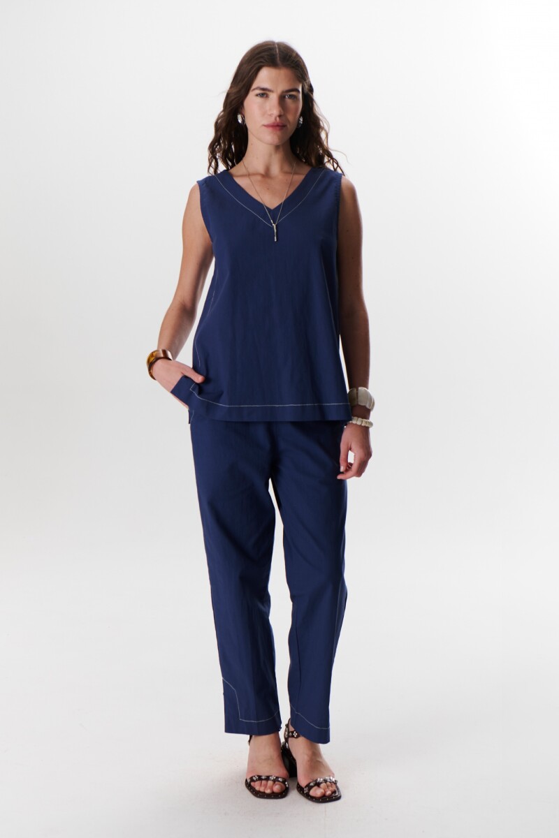 TOP LINO STRECH AZUL