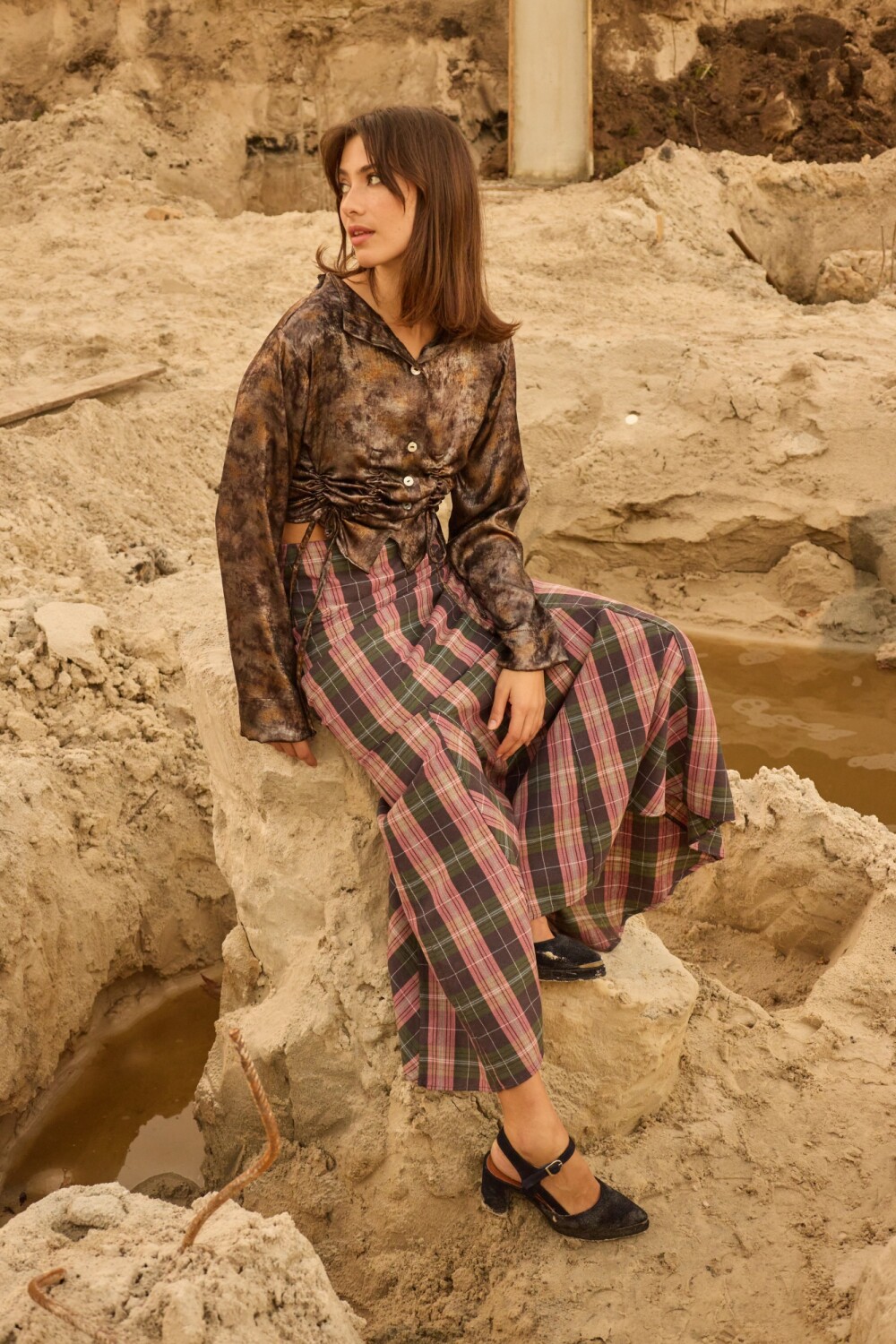Long Scottish Skirt Verde / Rosa