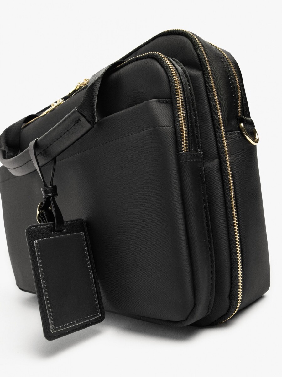 Bolso De Nylon Para Portátil Hasta 15" Repelente Al Agua negro