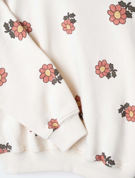 SUDADERA EXTRAGRANDE DE FELPA ESTAMPADA BLANCO