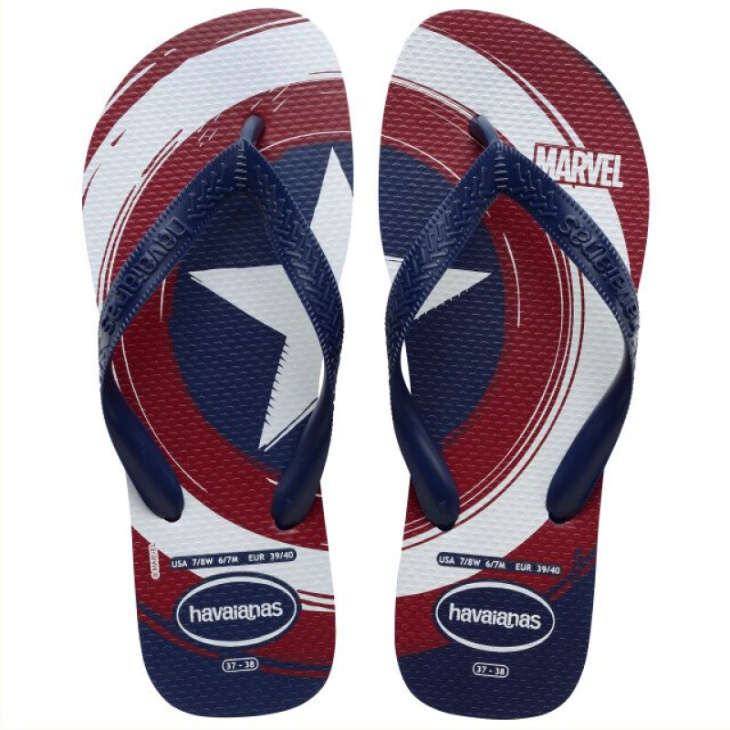 Sandalias Infantiles Havaianas Top Marvel Logomania Azul Marino - Azul Marino