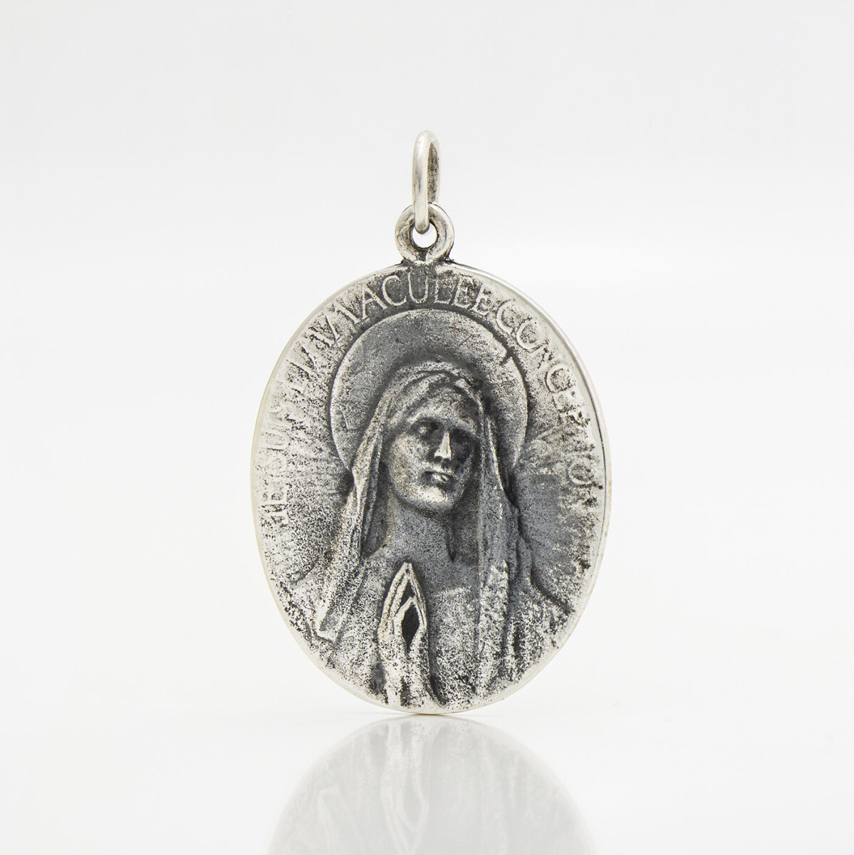 Medalla religiosa inmaculada concepción de plata 900, 3.5cm*3cm. 